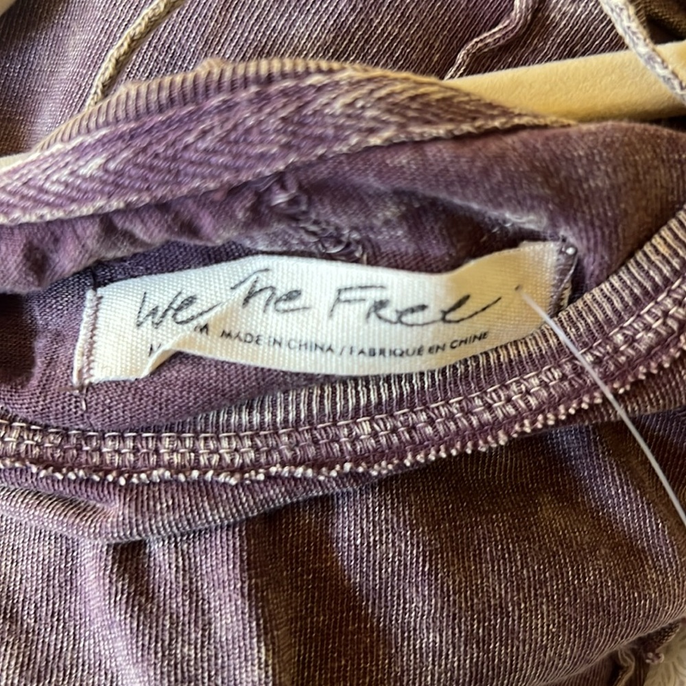 We the Free People Wine Purple & SOFT BROWN ACID wash Sleeve Seamed Boxy - Picture 12 of 17